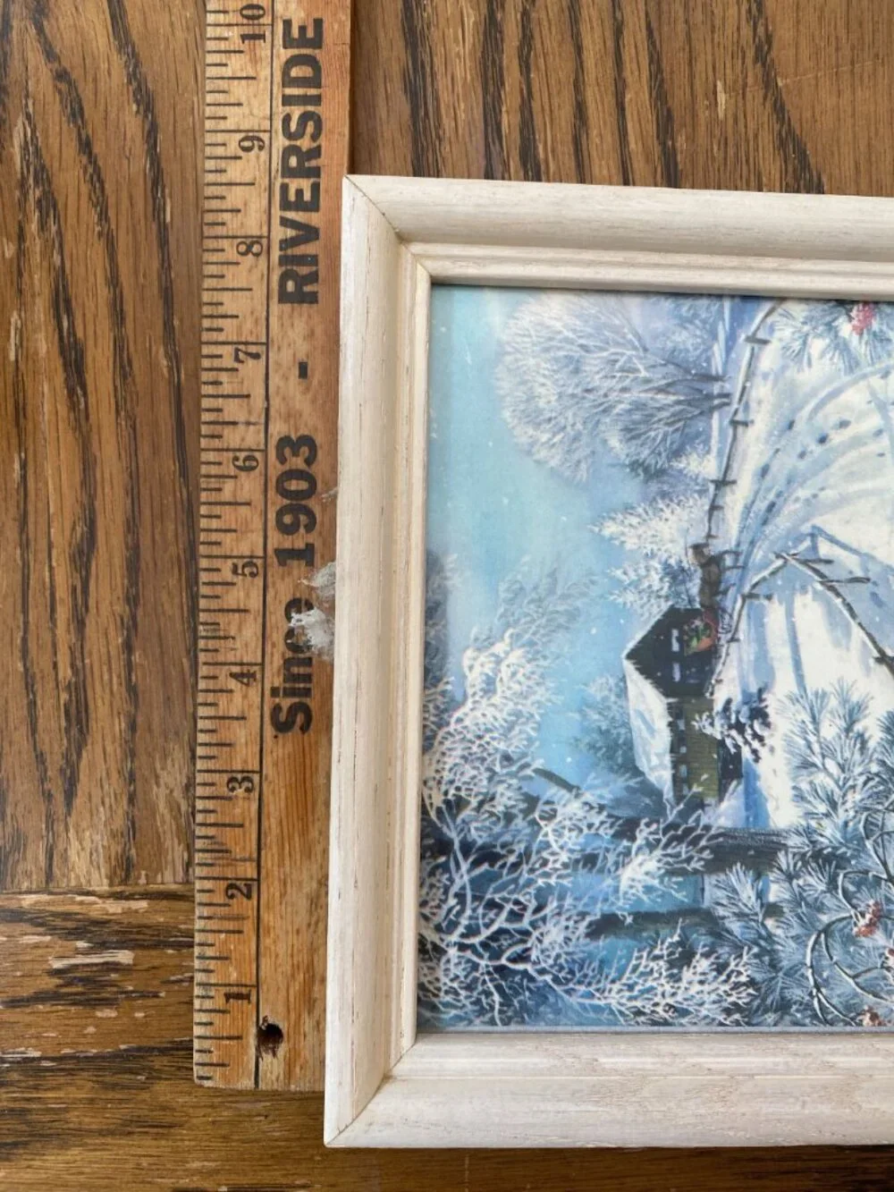 Vintage Robert Lasus Framed Winter Barn Scene Print